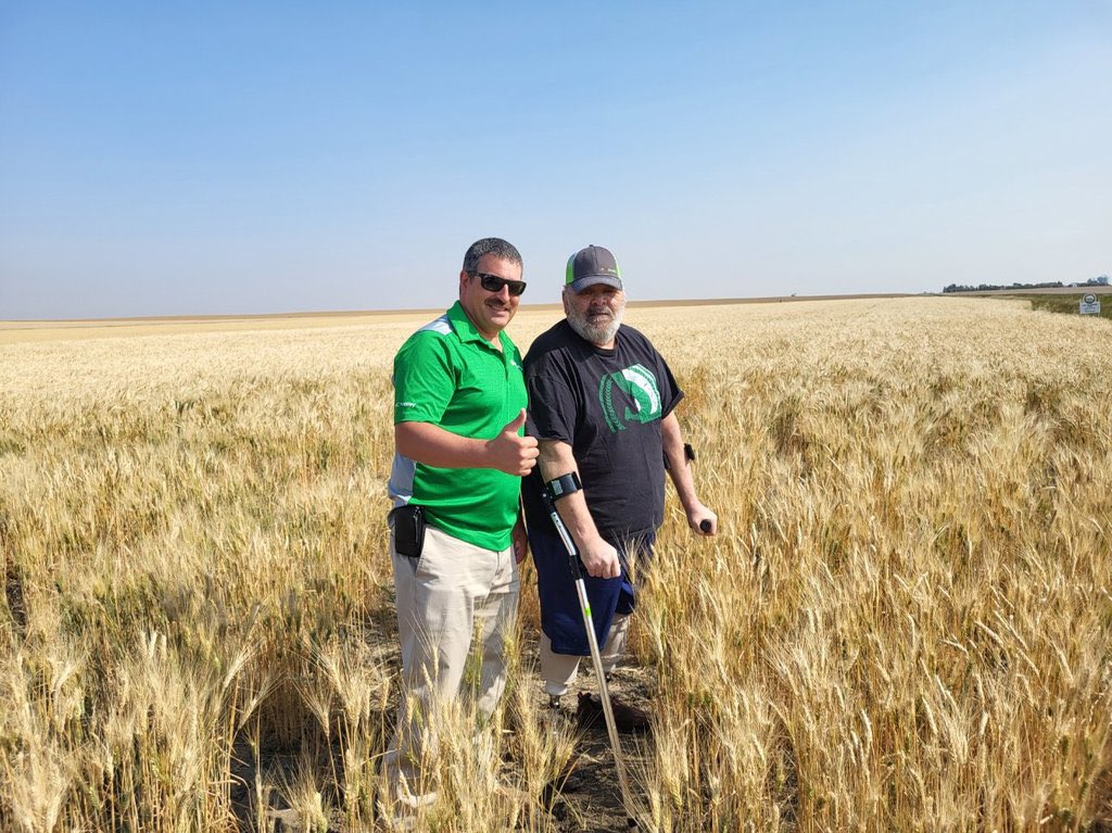 CordonGeisam's tweet photo. Great honour today for me to take Larry Schrader and some of the family. To see a field of #AACShrader #CWAD which is named after his dad who lost his life in line of duty over 50 years ago. @SaskLegion @McDougallAcres @FPGenetics https://t.co/g2G9XvzI5Z