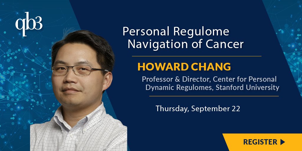 Howard Chang of <a href="/StanfordMed/">Stanford Medicine</a> speaks next Thurs 9/22 1-2 PT on "personal regulomes." Learn how long noncoding RNAs and extrachromosomal DNA operate in #cancer qb3.org/upcoming-event…