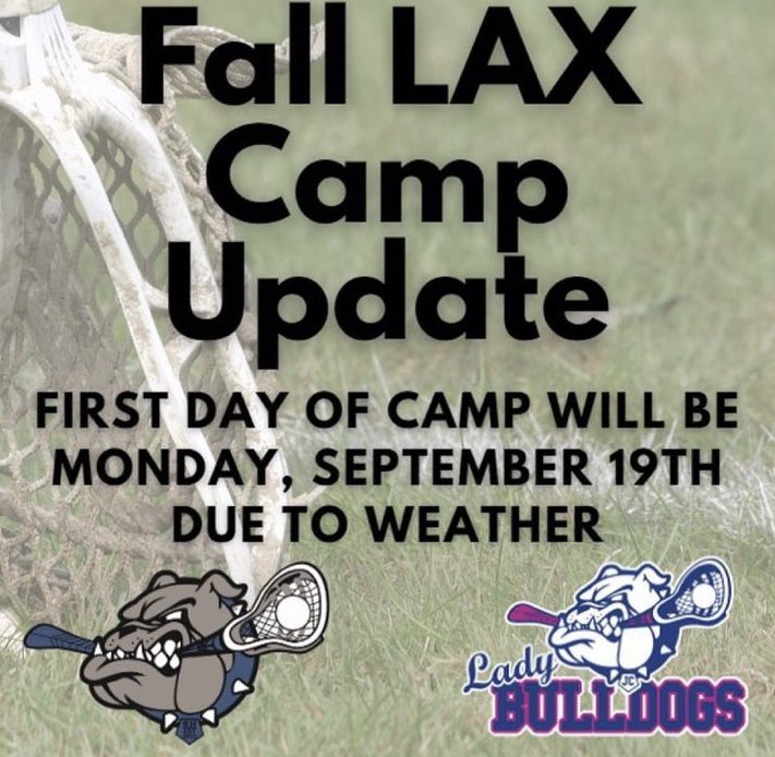 No camp today Due to weather and field conditions. See you next Monday Bulldogs!