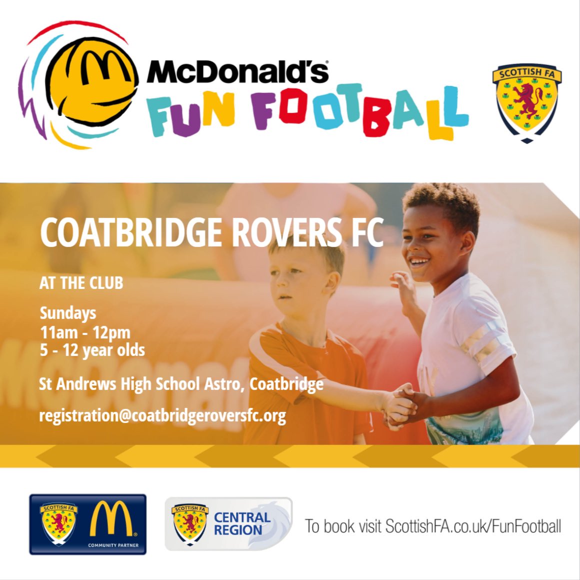 Croversfc's tweet photo. @FunFootballUK Coatbridge Rovers FC Free fun football sessions Sundays at St Andrew’s High School Coatbridge @ScotFACentral @ScottishFA https://t.co/dL1qObuUxT