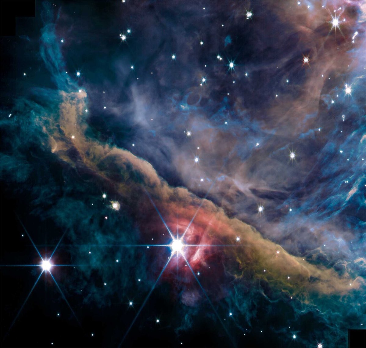 astro_jaz's tweet photo. The Orion Nebula, captured in stunning detail by JWST 🌌 https://t.co/rhMoXelrKD