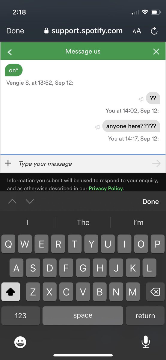 bernrod's tweet photo. @SpotifyCares Wit time for help are ridiculous https://t.co/IpDBgrMH3V