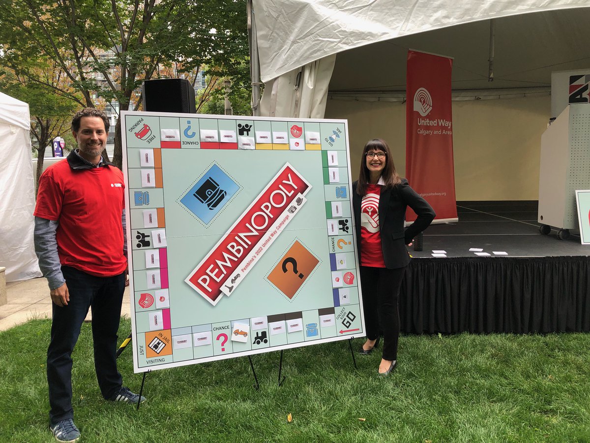 KarenYoungYYC's tweet photo. Kicking off @PembinaPipeline’s @UnitedWayCGY campaign today with CEO Scott Burrows - this company has given $26+ million over the last 30 years. Talk about community impact! We’re playing Monopoly &amp; building a caring #YYC at the same time. #BeUnited https://t.co/KCyc0TaP0u