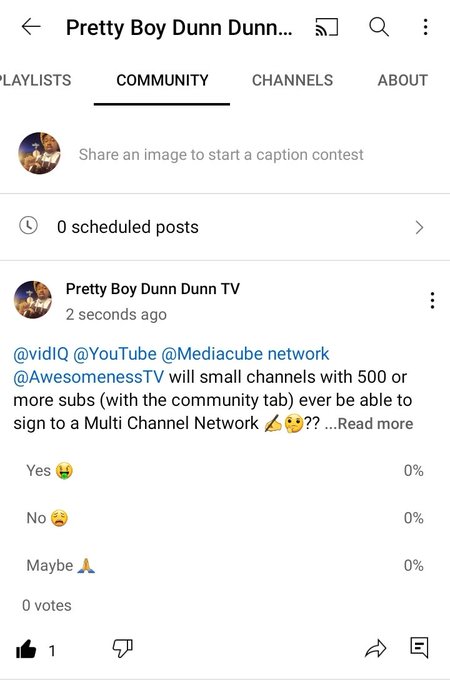 @vidIQ @TeamYouTube @awesomenesstv Small channels with 500 or more subs (with the community tab) should<a class="tags" target="_blank" title="On Twitter" href="/?out=eyJ0eXAiOiJKV1QiLCJhbGciOiJIUzUxMiJ9.eyJpYXQiOjE3MjU3NTUyNDEsImlzcyI6InR3cG9ybnN0YXJzLmNvbSIsIm5iZiI6MTcyNTc1NTI0MSwiZXhwIjoxNzU3MjkxMjQxLCJyZWRpcmVjdF91cmwiOiJodHRwczovL3R3aXR0ZXIuY29tL3ZpZElRIn0.7YbTTiMrVsSUMI6xQjOkRf_enM7T_VrrP6JD5wynbRGreHChjQIh7ni-L3BWM_uJkr08_15fXFhEqqiSf_vBSQ">@vidIQ</a><a class="tags" target="_blank" title="On Twitter" href="/?out=eyJ0eXAiOiJKV1QiLCJhbGciOiJIUzUxMiJ9.eyJpYXQiOjE3MjU3NTUyNDEsImlzcyI6InR3cG9ybnN0YXJzLmNvbSIsIm5iZiI6MTcyNTc1NTI0MSwiZXhwIjoxNzU3MjkxMjQxLCJyZWRpcmVjdF91cmwiOiJodHRwczovL3R3aXR0ZXIuY29tL1RlYW1Zb3VUdWJlIn0.5YjMpvgiZ_Wg6cjDiq7x2oGc7ok22CfIAF3K9_tlBLNwJ8jeBBZo5PlCwBK9nudaNcuI9nySkUM3aCMqK9N3mQ">@TeamYouTube</a><a class="tags" target="_blank" title="On Twitter" href="/?out=eyJ0eXAiOiJKV1QiLCJhbGciOiJIUzUxMiJ9.eyJpYXQiOjE3MjU3NTUyNDEsImlzcyI6InR3cG9ybnN0YXJzLmNvbSIsIm5iZiI6MTcyNTc1NTI0MSwiZXhwIjoxNzU3MjkxMjQxLCJyZWRpcmVjdF91cmwiOiJodHRwczovL3R3aXR0ZXIuY29tL2F3ZXNvbWVuZXNzdHYifQ.E3jnwlbfY1OlppX8-A51FBS7wMZvoVRq3HxeDlPkcIZ9uNe9qy48KQ-0cOyl-FKoeSx82UW_GM3PtHfPq7Kkxg">@awesomenesstv</a><a href="/tag/nightlifedc"class="tags"><span>#nightlifedc</span></a>
