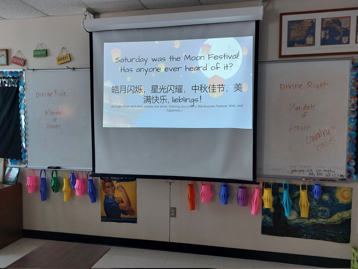 haileyehunt's tweet photo. This week's #historycraft was paper lanterns to celebrate the Moon Festival! I love this one. Super easy, colorful, and tons of fun. #MustangsIgnited #NISDJay https://t.co/kaSOf0BGAI