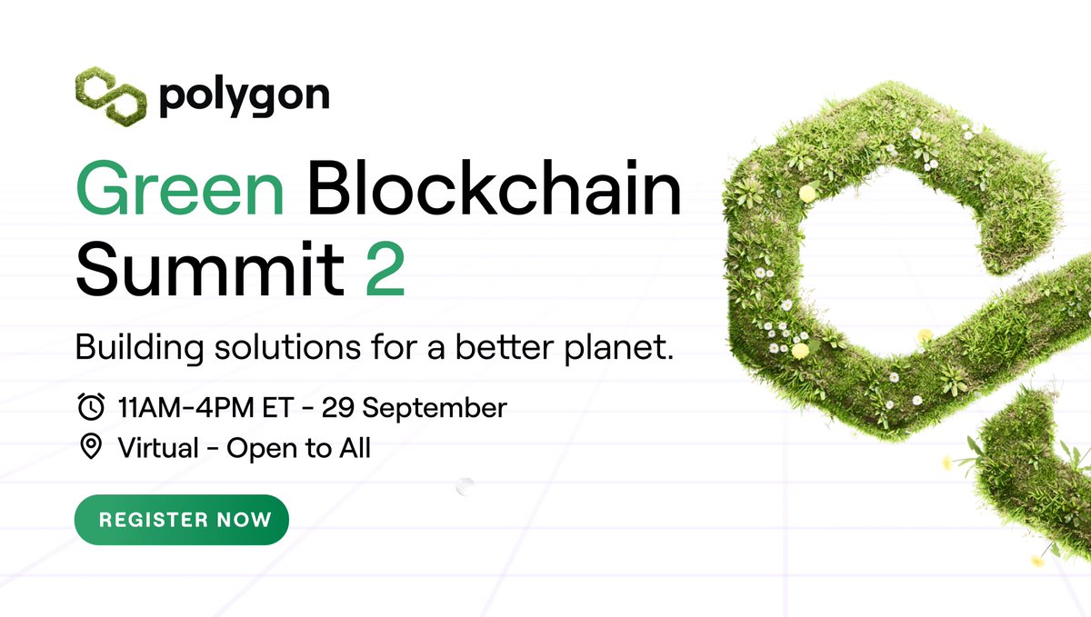 0xPolygon's tweet photo. Bigger.
Better.
Greener.
The stage is set for Green Blockchain Summit Part II. 🌎
RSVP 👉🏽 https://t.co/pSRaAvL32q https://t.co/V1mGtpnBcM