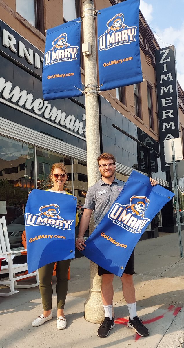 umaryalumni's tweet photo. Our banners are finally back up on E Main Avenue! It's great to see UMary being represented downtown.

Be on the lookout for these banners next month during the Marauders on Main Pub Crawl happening on October 1st 🍺 https://t.co/JyZDIBSHMd