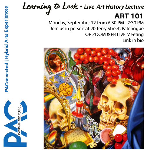 TONIGHT! 6:30 PM In person @ MoCA L.I. or on ZOOM
Art 101 with Prof. John Cino
conta.cc/3B2fLhu
conta.cc/3qy5gxr