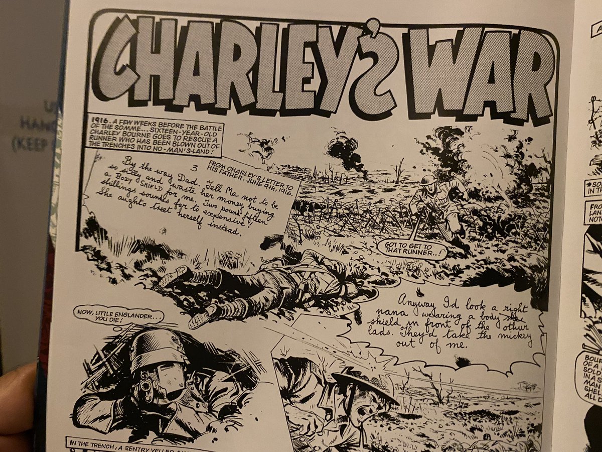 DeshpalPanesar's tweet photo. The 10yo has WW1 as a school topic this term. Thank you to @PatMillsComics for bringing it to vivid, compelling, compassionate life with Charley’s War in a way that no text book ever could. #CharleysWar https://t.co/k4ScOtxvJg
