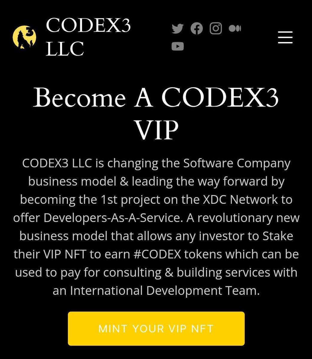 Codex3LLC's tweet photo. Our development team is rapidly growing & we want to help YOU start a #Web3 business π
Dont miss out on your opportunity to get one of the limited edition #CODEX3VIP #NFTs exclusively on @XDSeaNFT
β‘οΈhttps://t.co/cYBVSVlMUZ
For more info - click the link in the bio π¨βπ»π©βπ» https://t.co/GrDyJobQ9c