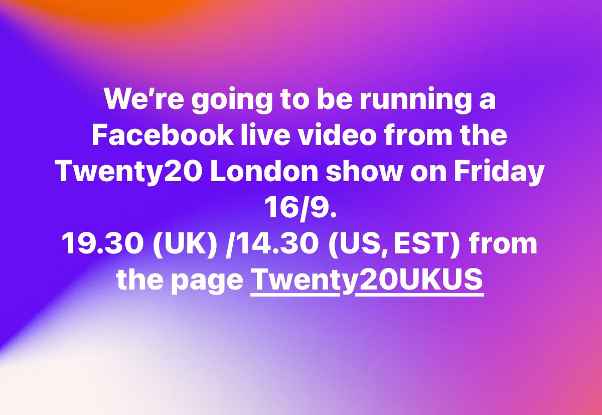 Twenty20Ukus's tweet photo. We’re going to be running a Facebook live video from the Twenty20 London show on Friday 16/9. 
19.30 (UK) /14.30 (US, EST) from the Facebook page Twenty20UKUS #twenty20 #transatlanticart #art #arts #artshow #artexhibition #artist #visualart #visualarts https://t.co/AZzn5viEoC