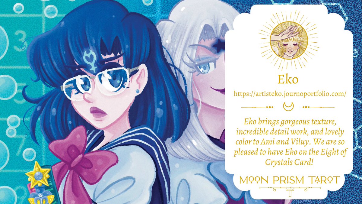 MoonPrismTarot's tweet photo. Moon Prism Tarot is happy to have Eko (@EkoArtist) as the artist for our Eight of Crystals card. We love Eko’s attention to detail and the gorgeous use of texture and colors.
We are so happy to work with Eko!
#sailormoon #ami #sailormercury #SM30th #viluy https://t.co/rUhIZ0ET5C