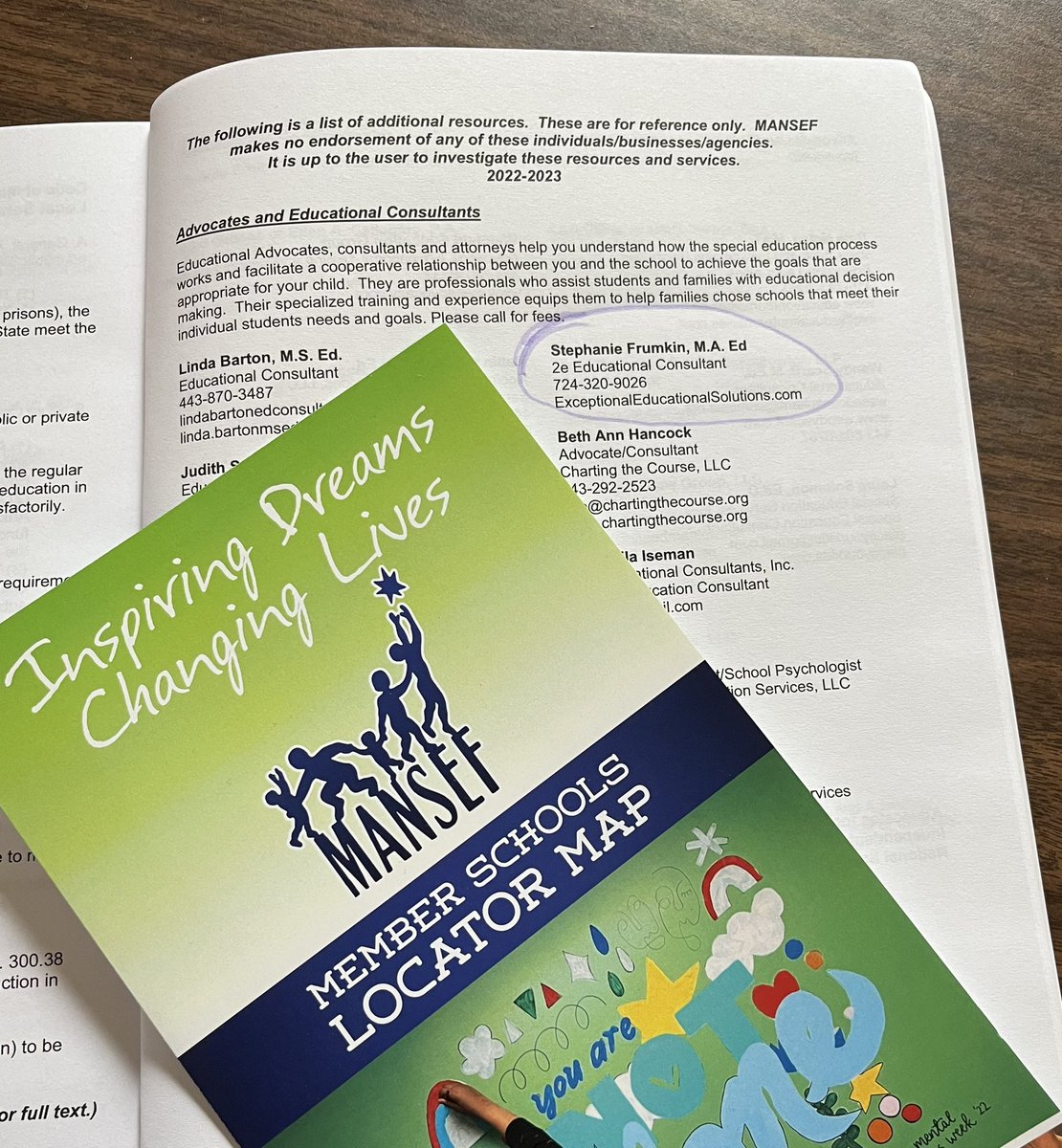 The new MANSEF* directory was just delivered to my office and guess whose name is listed as an educational consultant for twice exceptional (2e) students? 😁

MANSEF = Maryland Association for Nonpublic Special Education Facilities #Advocacy #EducationalConsulting