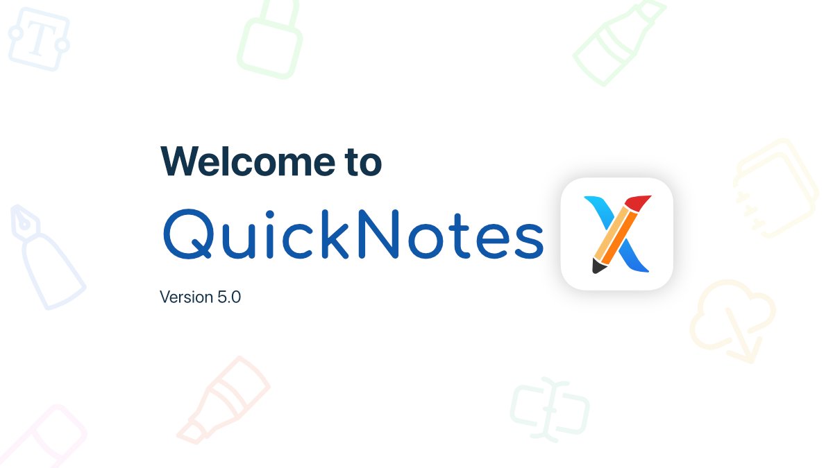 QuickNotesX's tweet photo. It’s finally here! 🙌 
We are so excited to announce our BIGGEST UPDATE EVER, QuickNotes X 5.0! 🥳 We have been working on it for years, and we think it will bring your note-taking experience to the next level! 🏄
Upcoming posts to give the gist of all the new features! 🧵 https://t.co/jB5VBBYZqH