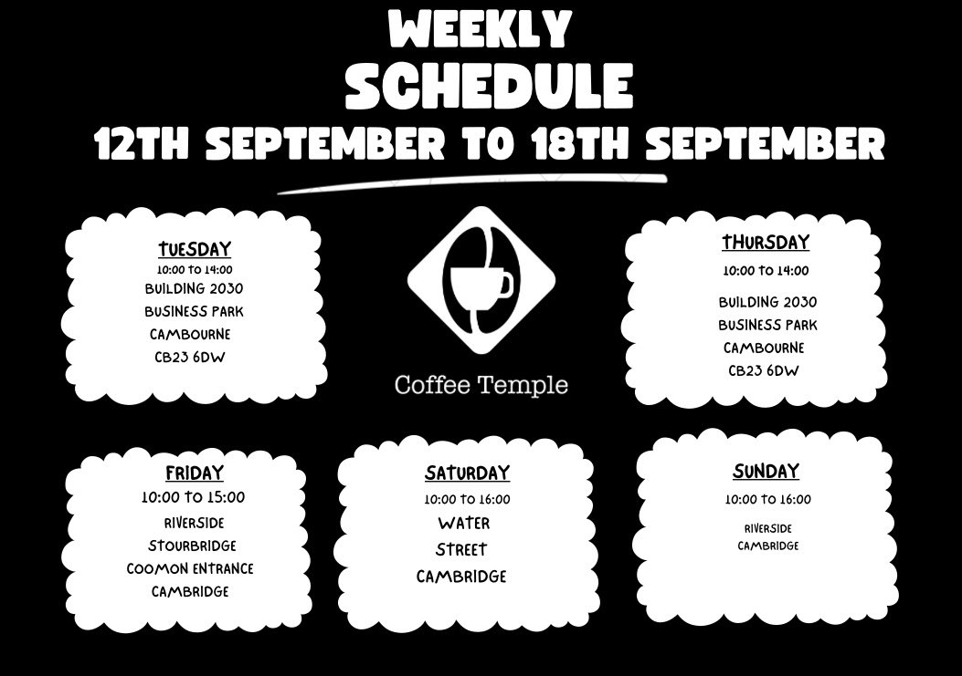 Coffee_Temple_'s tweet photo. Dear Cafeteros,
This week schedule, see you soon https://t.co/xRorzQRuCV
