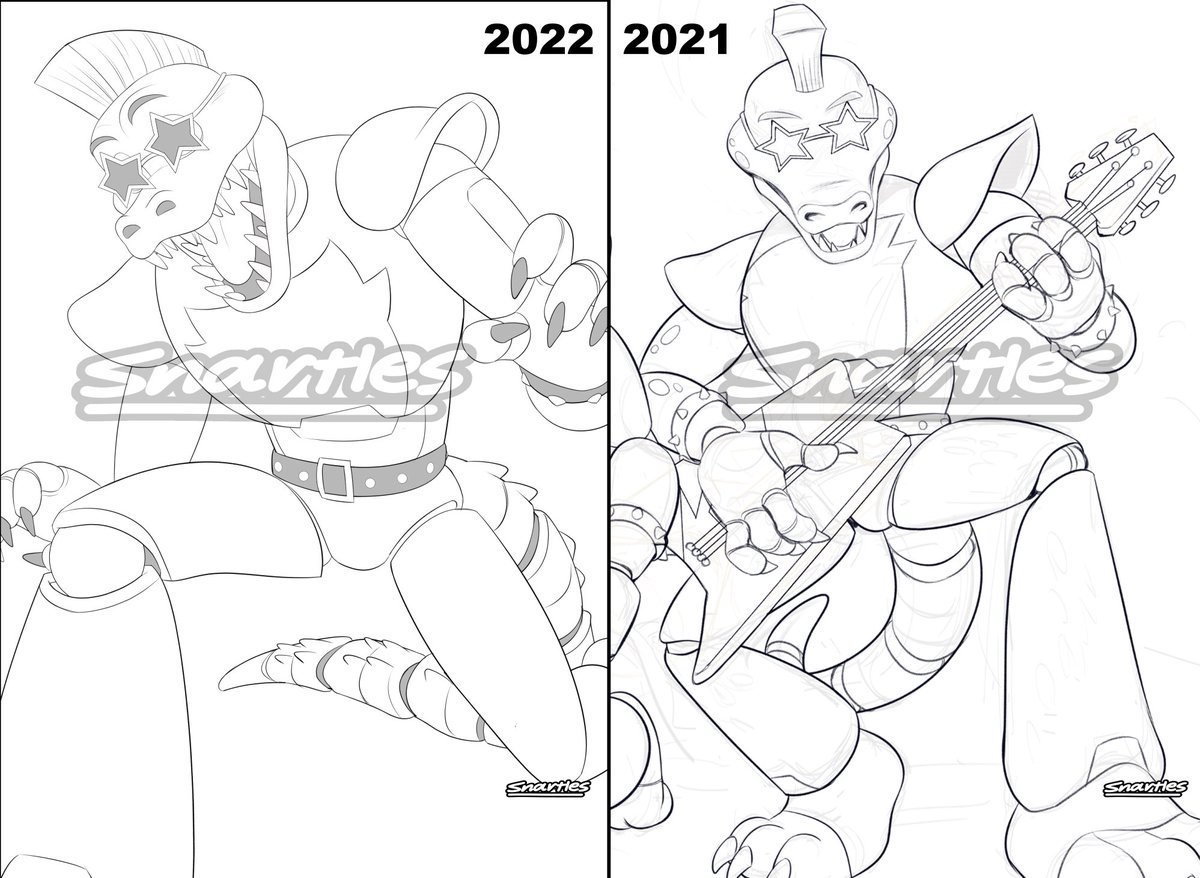 Lineart comparison between two Montys. Style has changed quite a bit LOL
2022/2021 comparison 