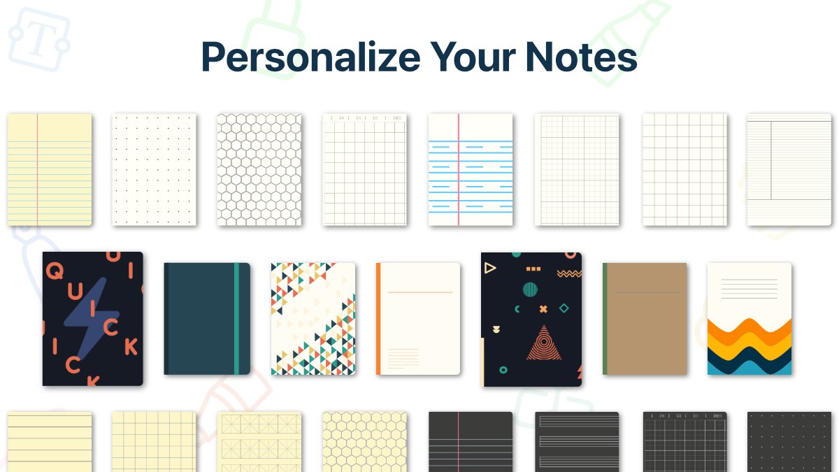 QuickNotesX's tweet photo. Let creativity flow with QuickNotes X 5.0!🧑‍🎨

Make every notebook and folder different by choosing their cover from 80+ unique options, and pass every assignment thanks to our vast library of paper templates and layouts 📑! https://t.co/GrxHzvLZUn