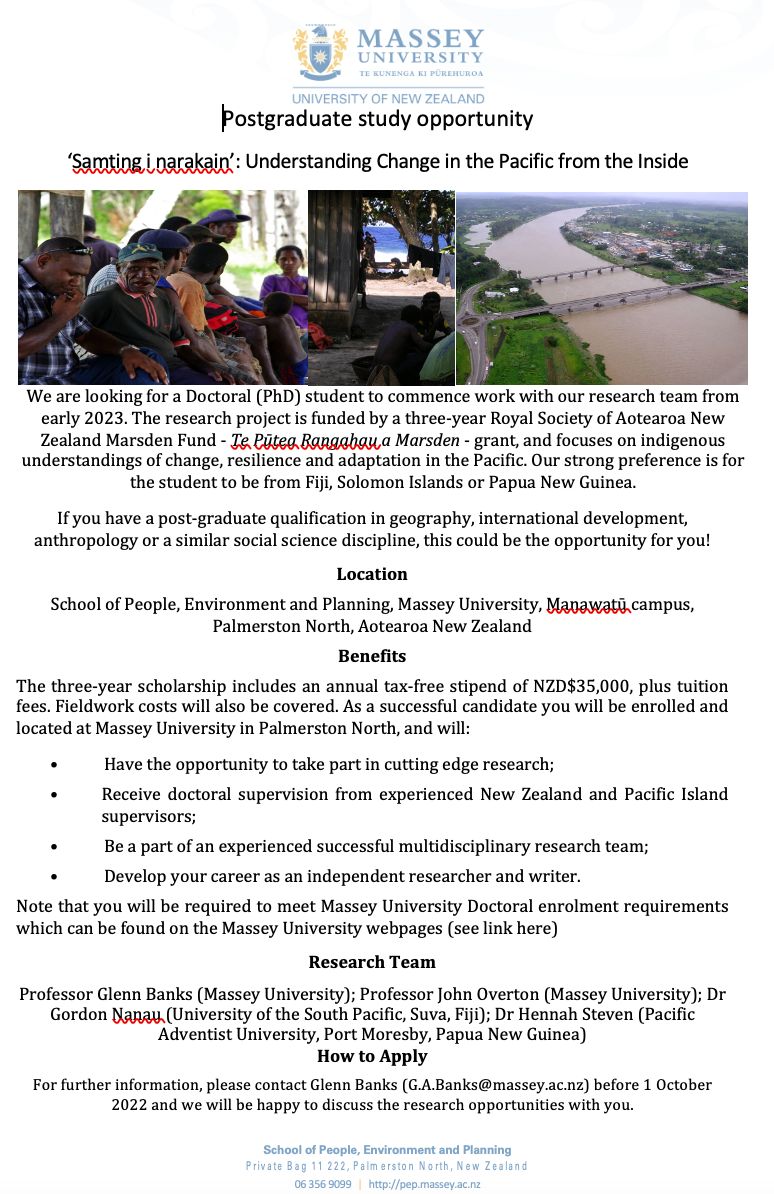 Awesome PhD scholarship available to work with a great team! They are particularly seeking Pacific applicants: