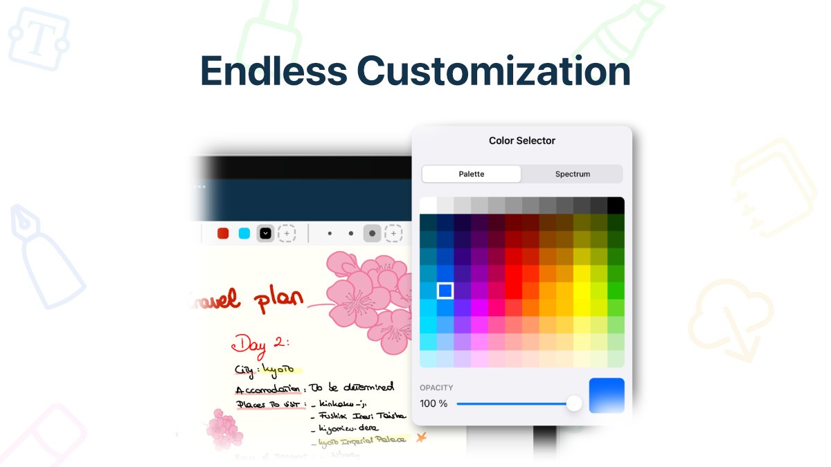 QuickNotesX's tweet photo. Have you ever felt the need to have ink styles quickly available at all times? 🤔

We did 💡, and that’s why QuickNotes X supports adding an infinite number of custom color and width presets readily available in the Tool Bar! 🎨 https://t.co/SxcnmxRwSf