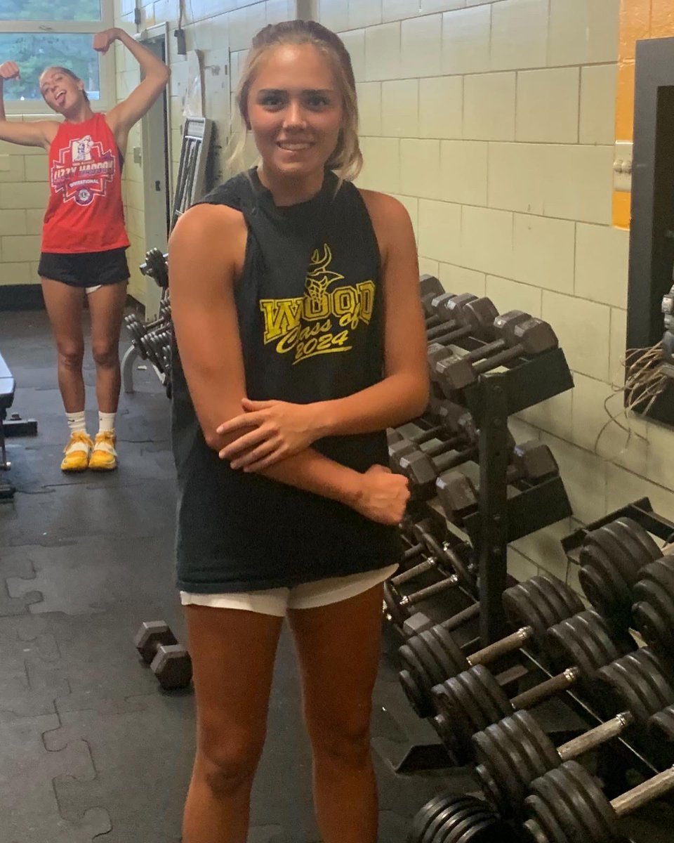 WoodGirlsBball's tweet photo. Fresh 2026 Emma Yogis got her first unofficial points with the Vikings this weekend on a step back three and now she is back in the weight room getting ready for the season! https://t.co/YXjzJ7GJlW