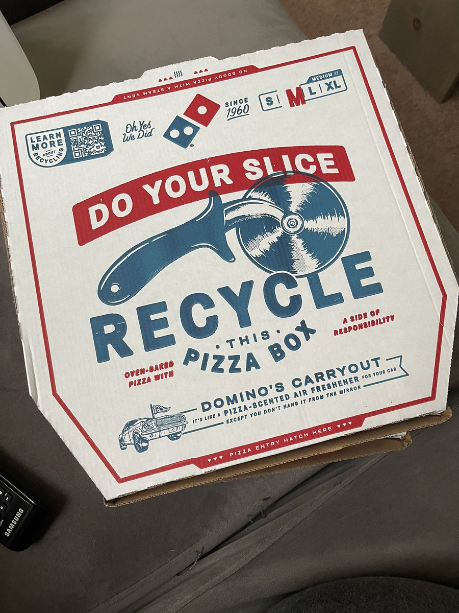 clarescie's tweet photo. @dominos greasy pizza boxes are not recyclable https://t.co/EN0x53xezS