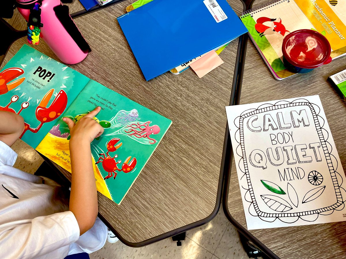 Mshenry22's tweet photo. Today in class we practiced read to self after book browsing some of the classroom book bins! Students continued to read or work on mindfulness coloring as a debrief time after lunch 📚 https://t.co/ExVumIfZQ5