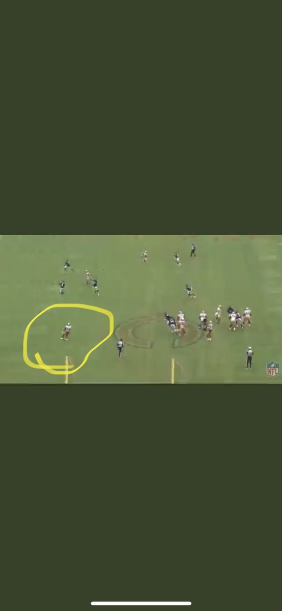 MikeinSF1's tweet photo. @dutchdr @JLeeElliott @Tweeeety86 This is Deebo standing in the flat behind Trey Lance as the ball is being delivered to Ray Ray #StayOffDrugs https://t.co/r9YmL9wbSt