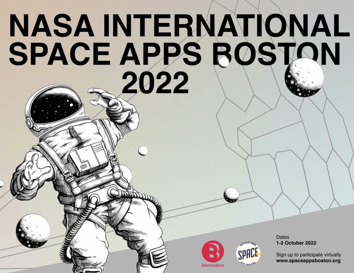 SpaceAppsBoston's tweet photo. Have you registered for 2022 #NASA #SpaceAppsChallenge Boston? https://t.co/Zf4bo3hsMX #SpaceApps #virtual #ISAC2022 #BinnovativeBos #SpaceAppBoston https://t.co/p0fokiZFR5