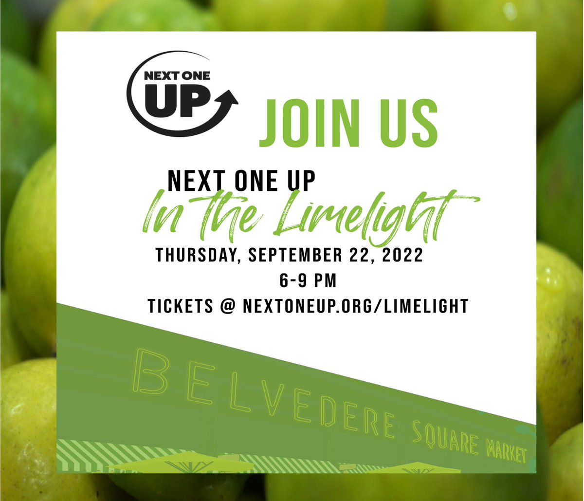The countdown is on! We are 10 Days Away from In the Limelight on Thursday evening, 9/22/22 at Belvedere Square. Don't miss out on a great party and your chance for a sneak peek at our future program headquarters, Base Camp. Get your tickets today at nextoneup.org/limelight
