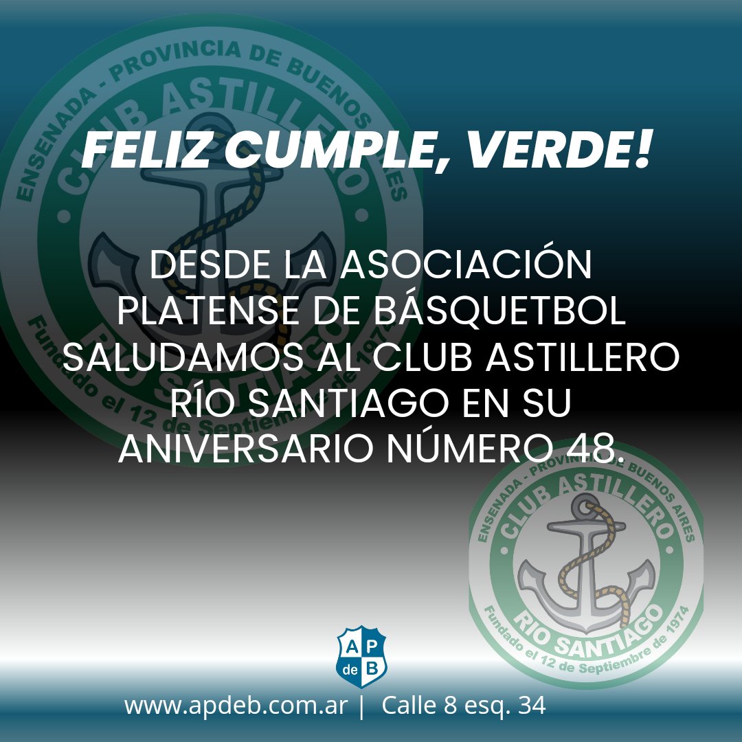 Desde la Asociación Platense de Básquetbol saludamos al Club Astillero Río Santiago en su aniversario número 48.

Por muchos más, <a href="/BasquetCARS/">Club Astillero Básquet</a>