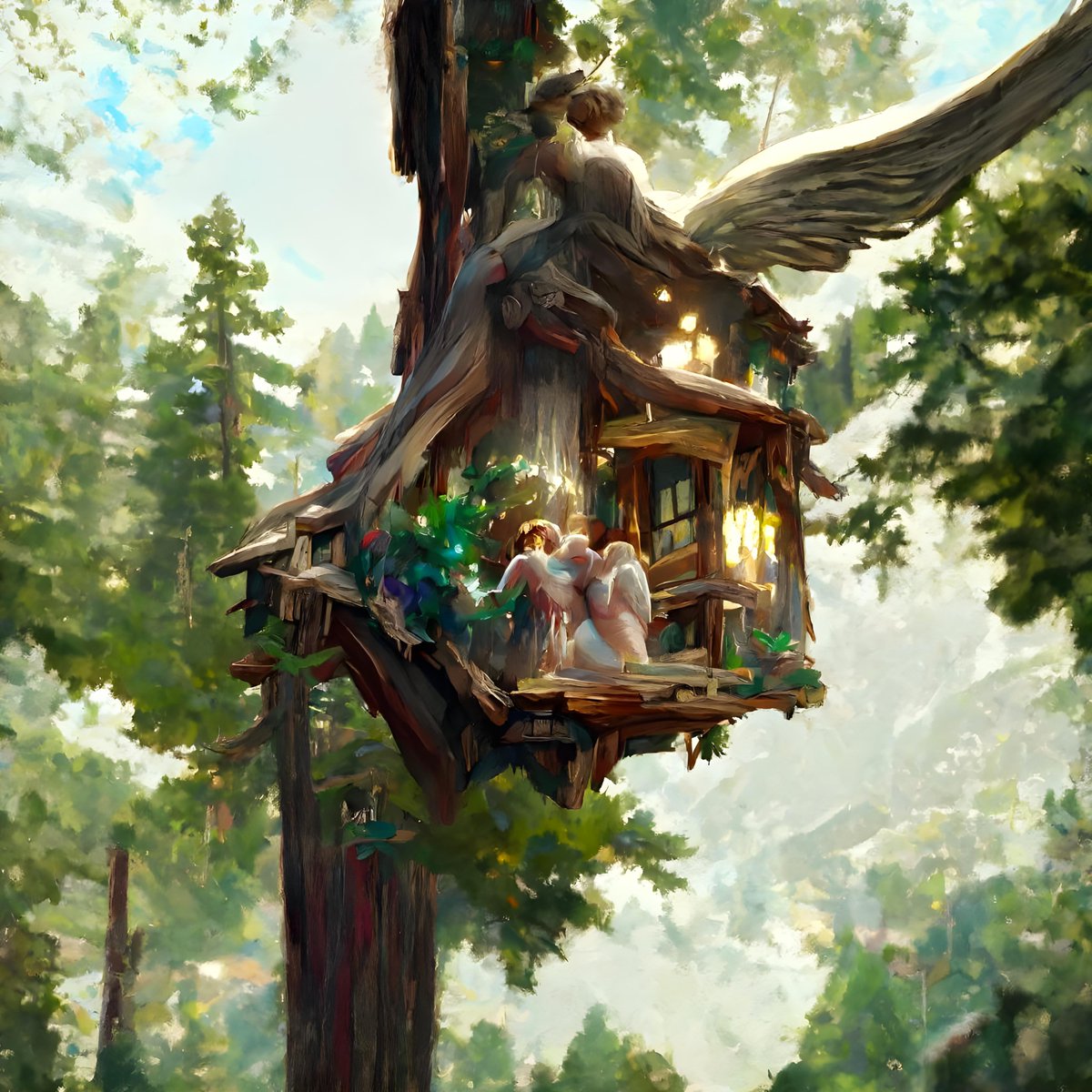 rektfluf's tweet photo. My #Thingie &amp; its @altstatemachine 🧠 just made what may be the finest treehouse so far:

"The Burrow"

I don't know what relationship (if any) this has to @beyondvrgames #Burrows or The Great Tree they overlook in @flufworld 

But it's a masterpiece ✌️

https://t.co/ZgKdyEu5kA https://t.co/9XvcaUmCWw