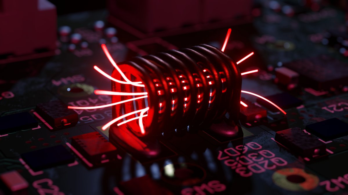 The magnetic field of an inductor! calculated and rendered in <a href="/Blender/">Blender 🔶</a> #b3d #electronics #Physics #engineer #electronics <a href="/FreeCADNews/">FreeCAD (CAD+CAM+FEA)</a> <a href="/hackaday/">hackaday</a> #rendering