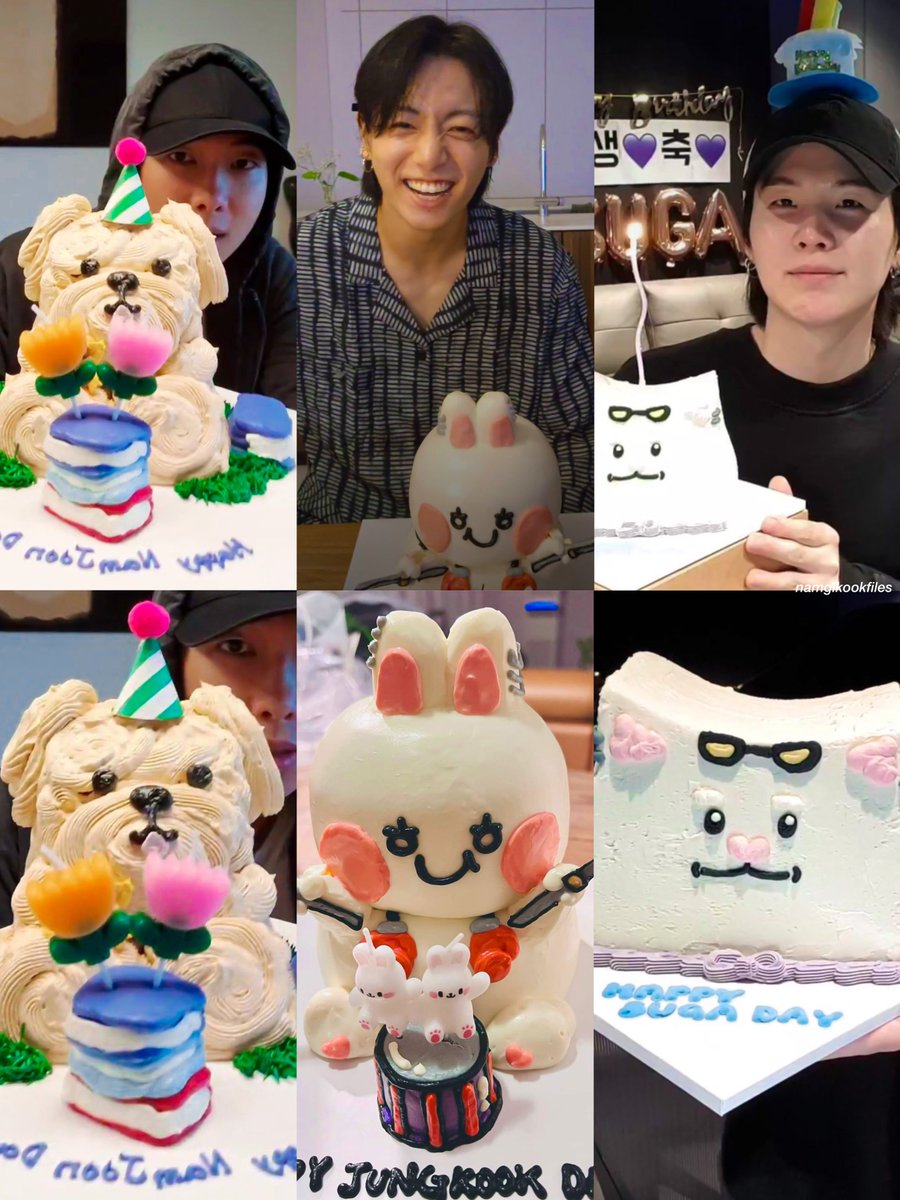 UniversBTS_'s tweet photo. 📸 Os bolinhos de aniversário do Namjoon, Jungkook e Yoongi. 💖🥺

Doguinho🐶 / Coelhinho🐰 / Gatinho🐱

🐰 @BTS_twt ©namgikookfiles https://t.co/zsLR2VoTIu