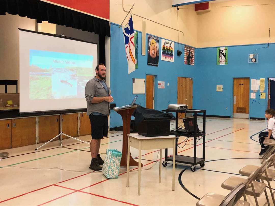 CAcougars179's tweet photo. Last week, IBEC and Stewardship Association of Municipalities Inc. spoke to Gr. 2 to 9 about the importance of a healthy ecosystem. Great interactive presentation and an interpretive walk around the school. Community partnerships rock!  @ibec_nl @NLESDCA https://t.co/hKiFD4ZXNF