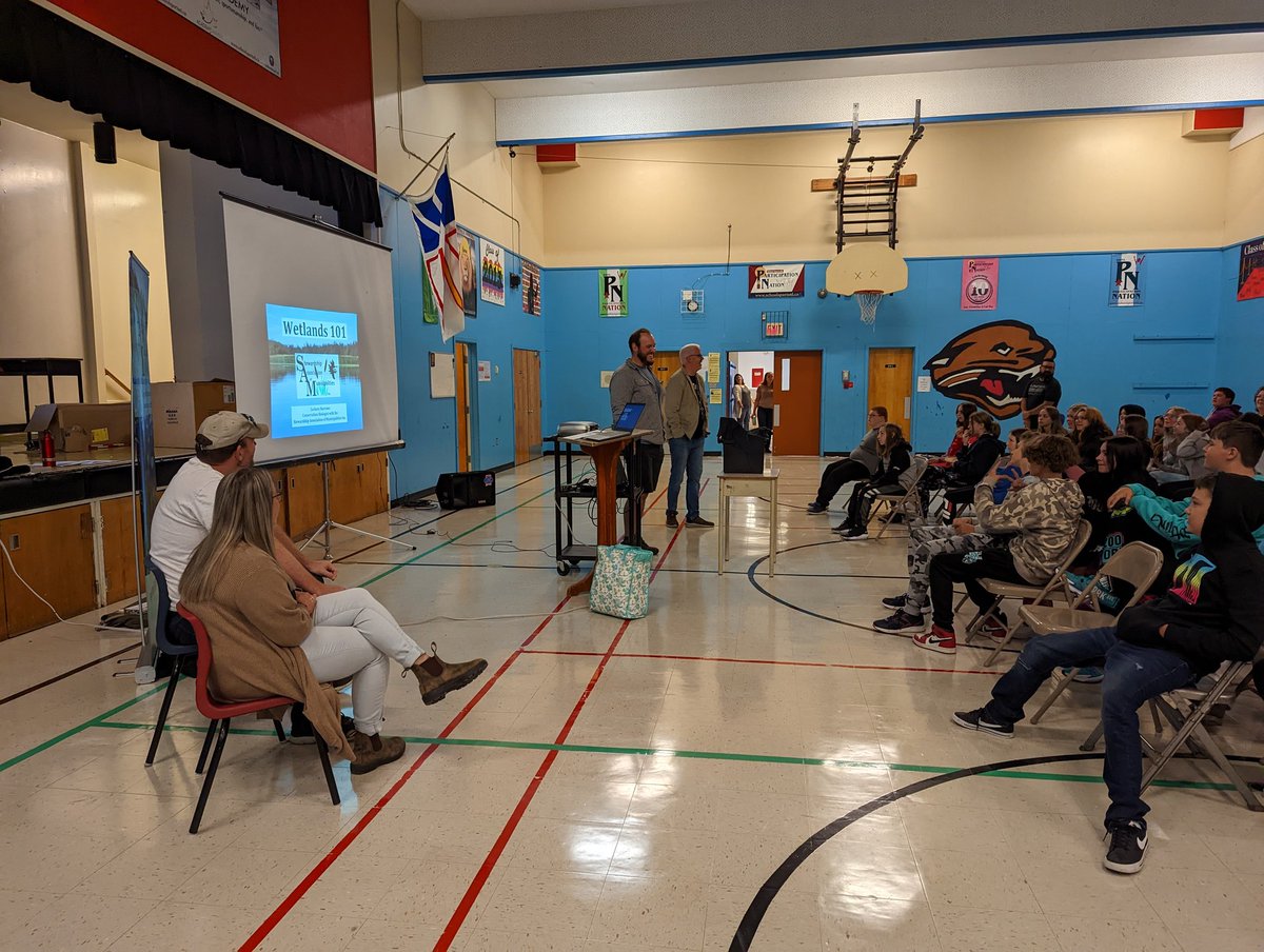 CAcougars179's tweet photo. Last week, IBEC and Stewardship Association of Municipalities Inc. spoke to Gr. 2 to 9 about the importance of a healthy ecosystem. Great interactive presentation and an interpretive walk around the school. Community partnerships rock!  @ibec_nl @NLESDCA https://t.co/hKiFD4ZXNF