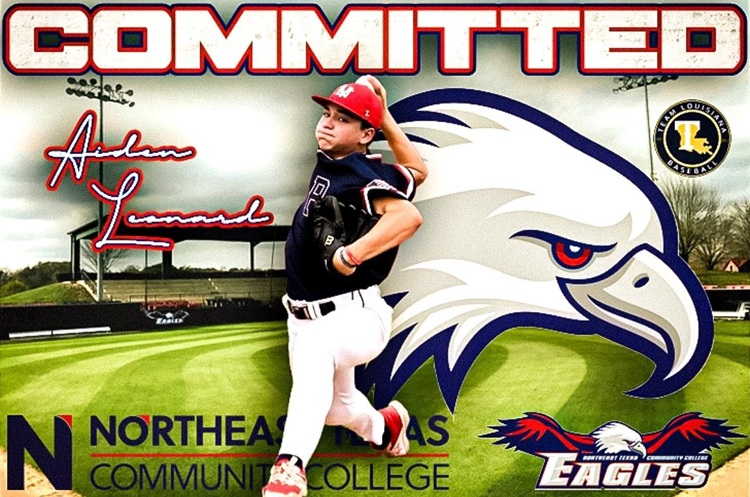 I am excited to announce that I will be continuing my academic and baseball career at Northeast Texas Community College!!! I would like to thank all of my family,coaches, and friends that got me to this point.🦅<a href="/NTCC_Baseball/">Northeast Texas Baseball</a> <a href="/NVHS_baseball/">Patriot Baseball</a> <a href="/team_louisiana/">Team Louisiana Baseball</a> <a href="/jtrahan03/">Jeremy Trahan</a> <a href="/coachab2/">Chad Abernathy</a>