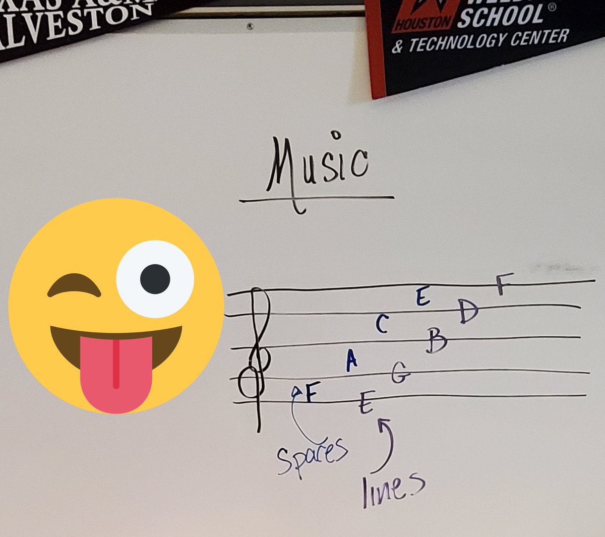 RyalsGonzalez's tweet photo. Today, I'm glad I was a band head. I had to teach a few students to read music notes on the staff. (Don't judge my treble clef) #GradCoach #BandHead #TrumpetPlayer #Educator #NotAnArtist #ITried https://t.co/frCXOiTP4Q