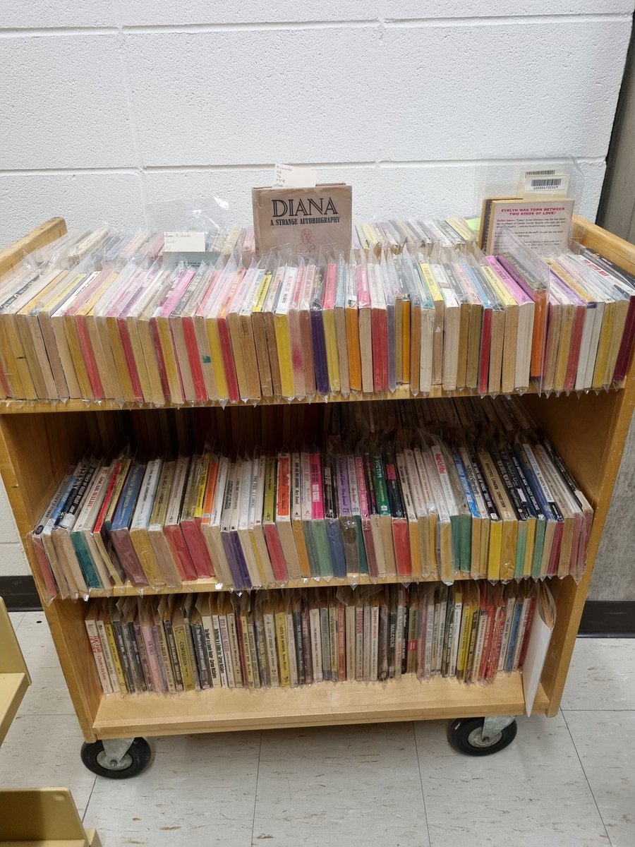 HannahDotKelly's tweet photo. Had a fantastic time @usasklibrary today doing some @AdamMatthewGrp training with the library. We were lucky enough to be invited to tour some of the amazing Neil Richards LGBT collection in special collections afterwards- including these amazing pulp fiction novels! https://t.co/cj4CbPl7Gr