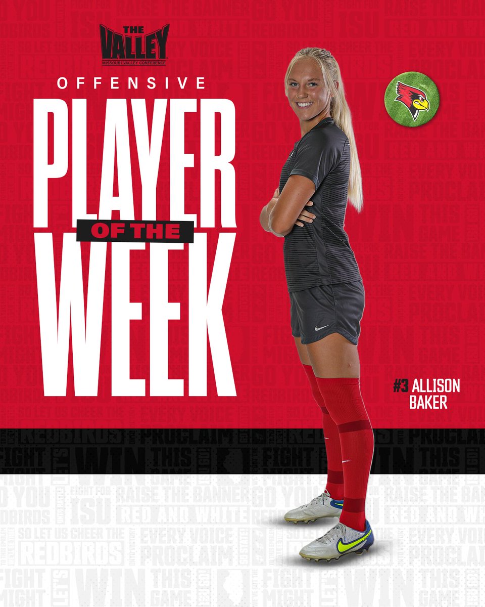 Redbird_Soccer's tweet photo. .@Allison_baker3 is your MVC Offensive Player of the Week after putting up 3⃣ goals and 1⃣ assist across two games! https://t.co/oK4wArrzgT