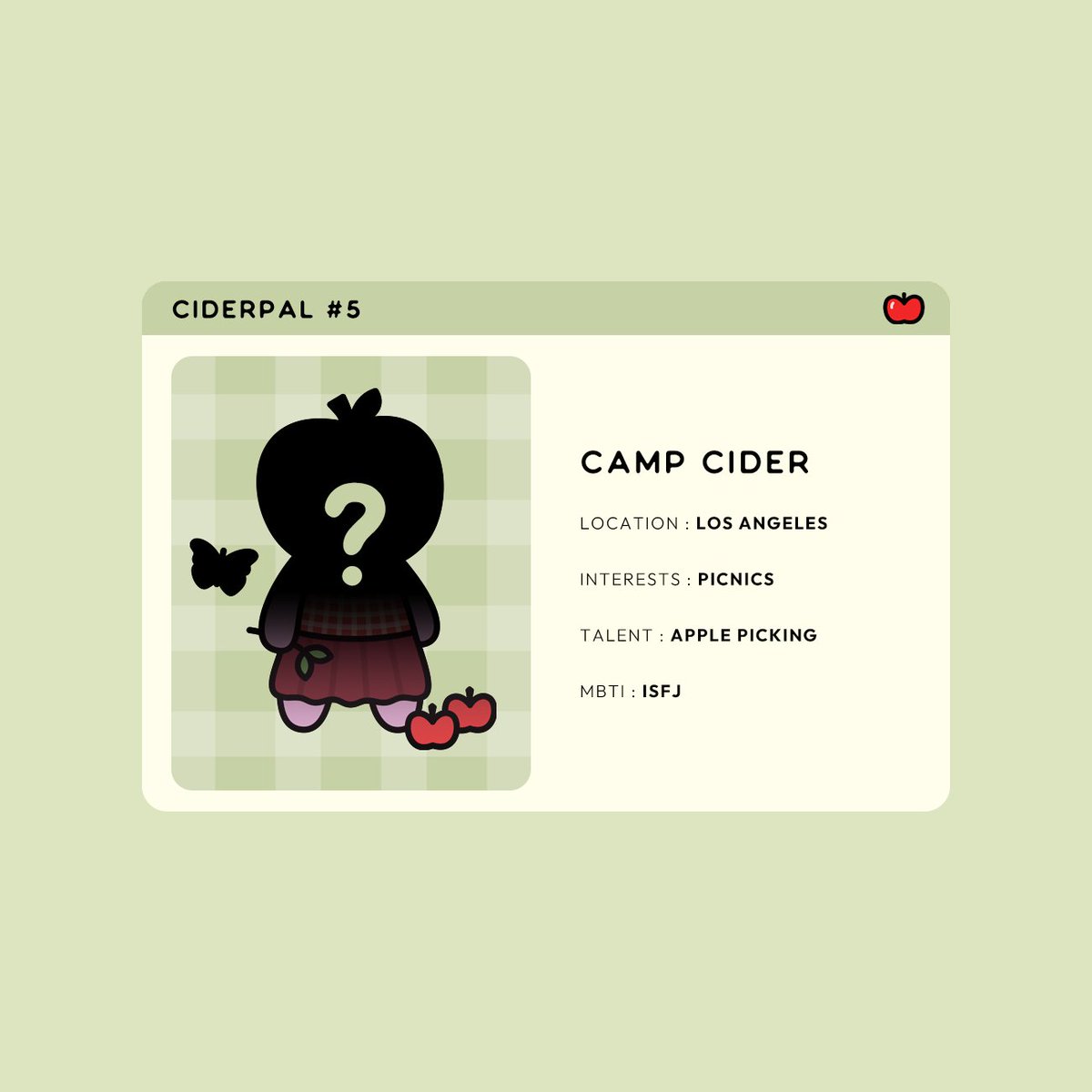 WonderPals's tweet photo. CiderPal #5 is the sweetest apple around! 🍎 Inspired by Cider's "Camp Cider" collection~ 🌲🏕️🎶 https://t.co/qdQs2nWd9a