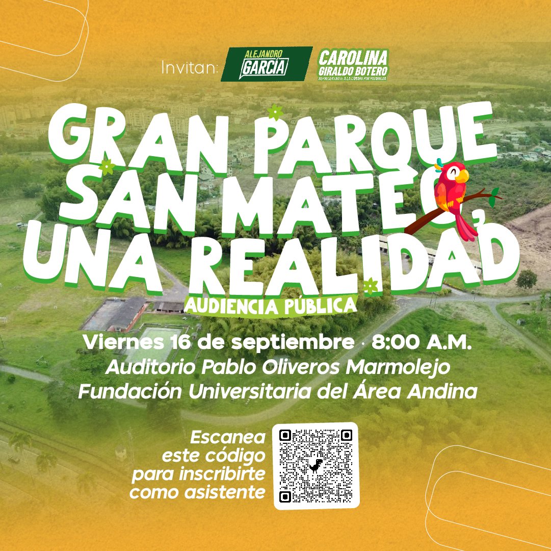 agorapei's tweet photo. VAMOS POR EL #MEGAPARQUE #SANMATEO es ahora! O nunca!
Esperamos ver a TODOS los congresistas en la tarea!
@JuanPabloGallo #SammyMehreg @DiegoPatinoA #AnibalHoyos . Gracias a @CaroGiraBo y @AlejoGarciaRios miembros del @agorapei por convocarnos.

COMPARTAMOS! https://t.co/wCQdaJ4xiF
