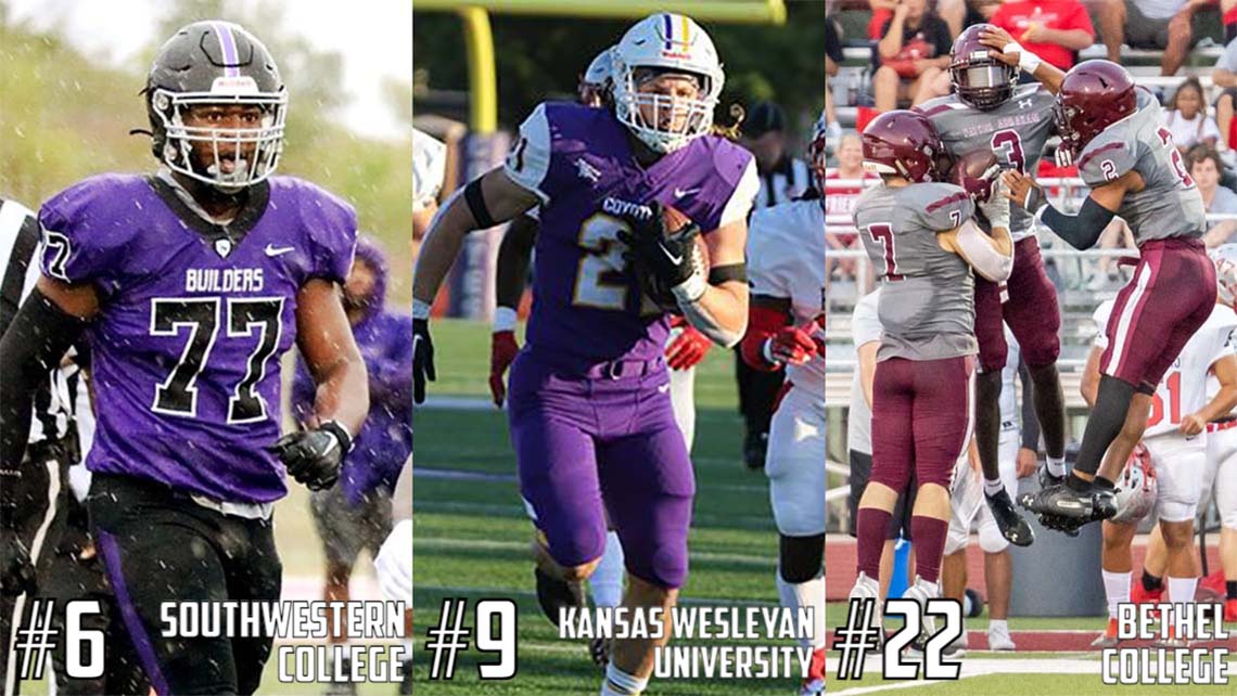 Football: <a href="/buildersports/">Southwestern College Moundbuilders</a> No. 6, <a href="/kwucoyotes/">Kansas Wesleyan Coyotes</a> No. 9, <a href="/ThreshersSports/">Bethel Threshers ⚙</a> No. 22 in the latest edition of the <a href="/NAIA/">NAIA</a> Football <a href="/FDPlayBook/">FirstDown PlayBook</a> Coaches' Poll! bit.ly/3RGheRy #KCACfb

<a href="/NAIAFBALL/">NAIAFBALL</a>