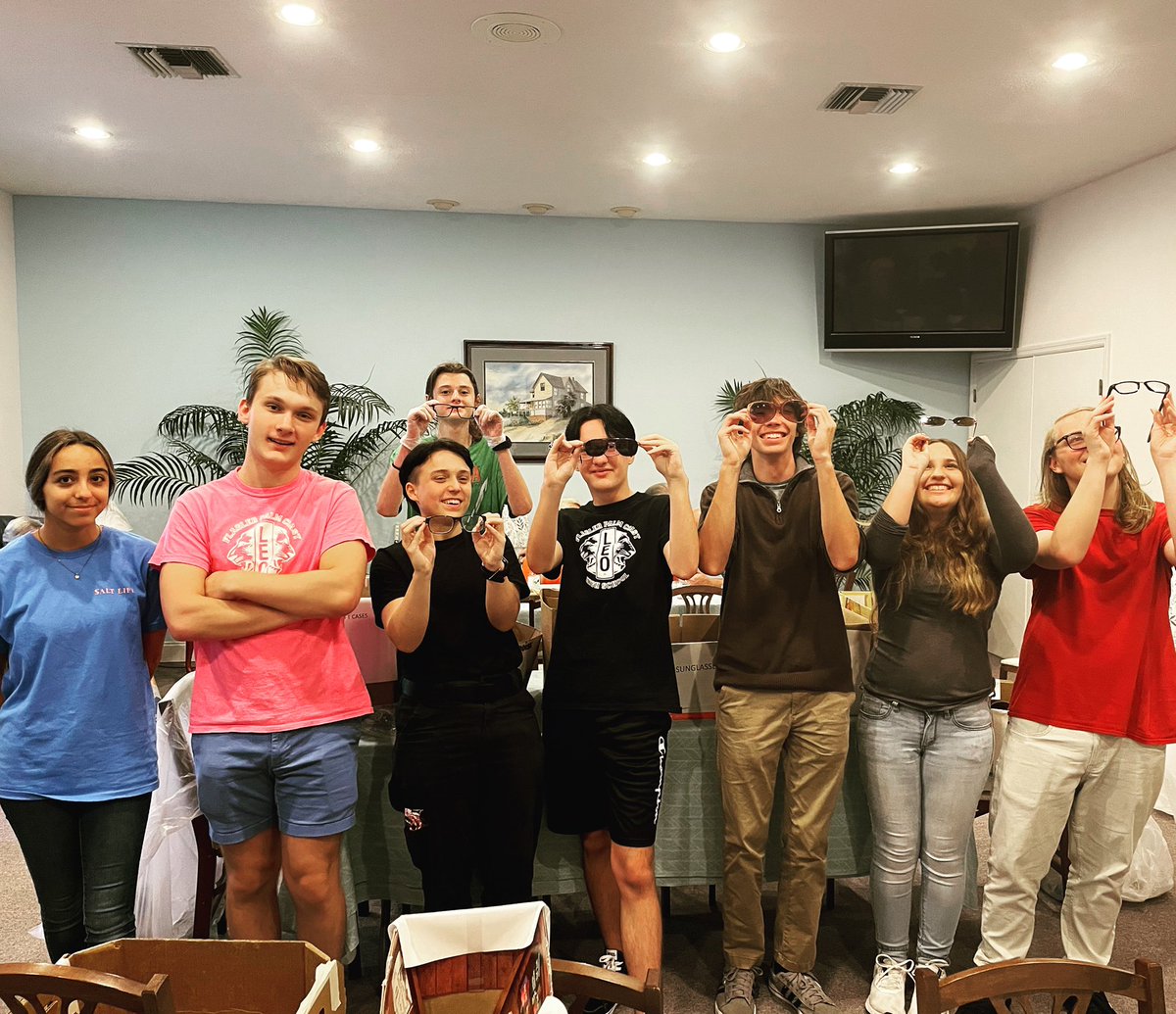 Helping the Lion’s Club sort glasses.