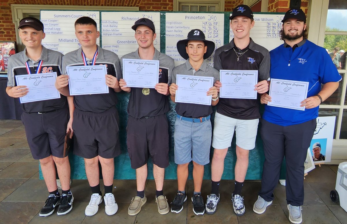 Class A All-Coalfield Conference Golf
First team
Sean Cooper, Brian Cooper, Marshall Legg. Xavier Honaker, Summers County 
Alex Dempsey, Bo Persinger, Midland Trail
 #wvprepgolf
