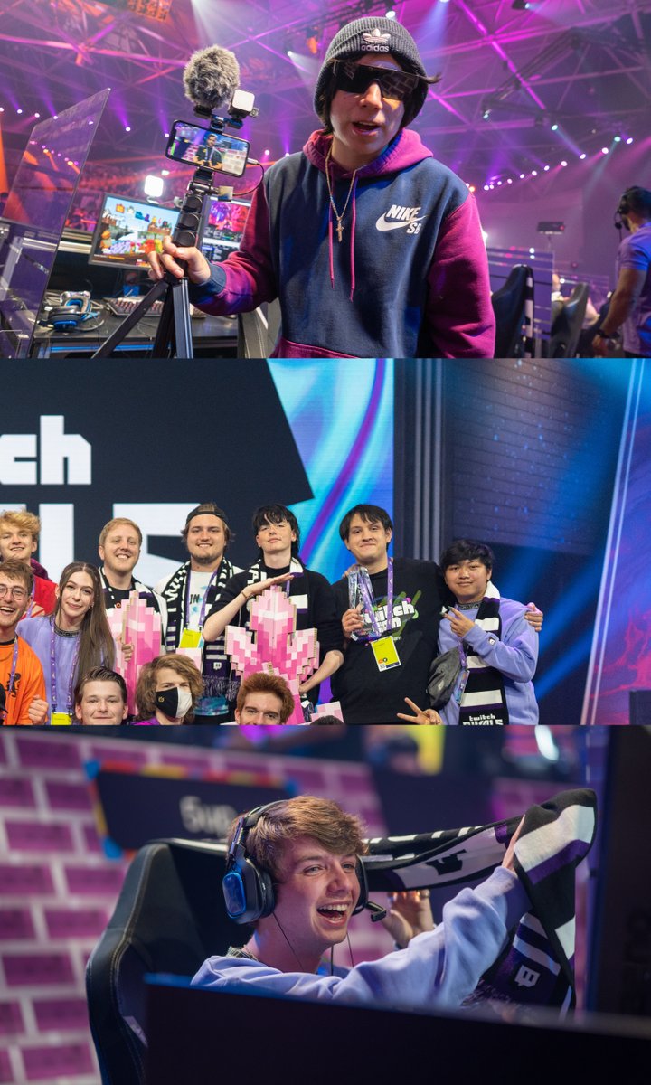 Part of a group photo of streamers that played in Twitch Rivals: Craftmaster LIVE ft. TubNet, that, when tapped, reveals more images of streamers from Twitch Rivals: Craftmaster LIVE ft. TubNet at TwitchCon Amsterdam 2022