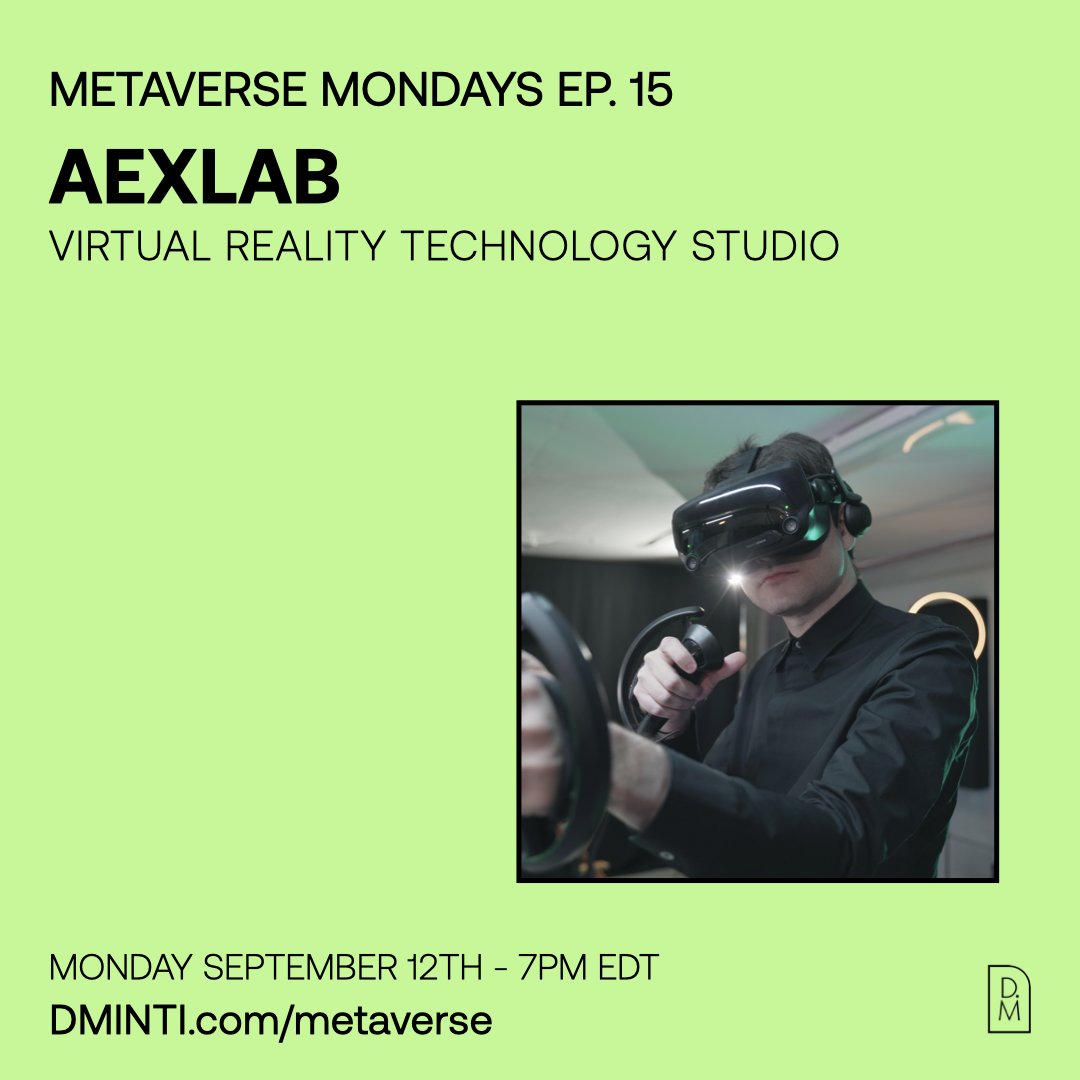 dminti_io's tweet photo. Join us tonight at 7PM EST for Metaverse Mondays w/ the amazing humans behind @aexlabinc to talk all things VR. Exclusively in the DMINTIverse auditorium: https://t.co/MJDo8kuHJK https://t.co/XjsUX2UZWy