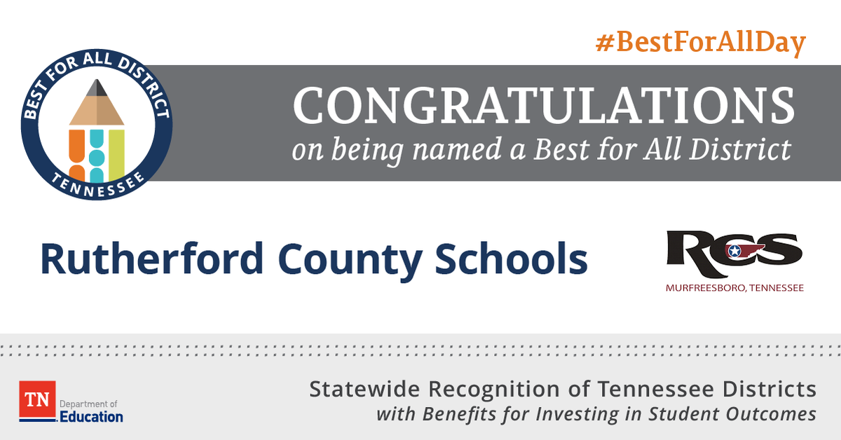 .<a href="/rucoschools/">Rutherford County Schools</a> has strategically planned for &amp; invested in ways that are likely to accelerate student achievement. Congratulations on being a #BestforAllDistrict!