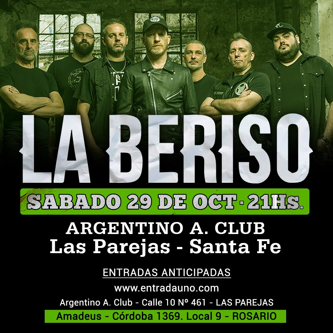 📢​​ Show de LA BERISO a una hora de #Rosario 🇸🇴​
<a href="/laberisorock/">La Beriso</a> 
 
📅 SABADO 29 DE OCTUBRE - 21 HS
➡️ ROSARIO Amadeus Córdoba 1369 local 9
#LaBeriso #rololaberiso