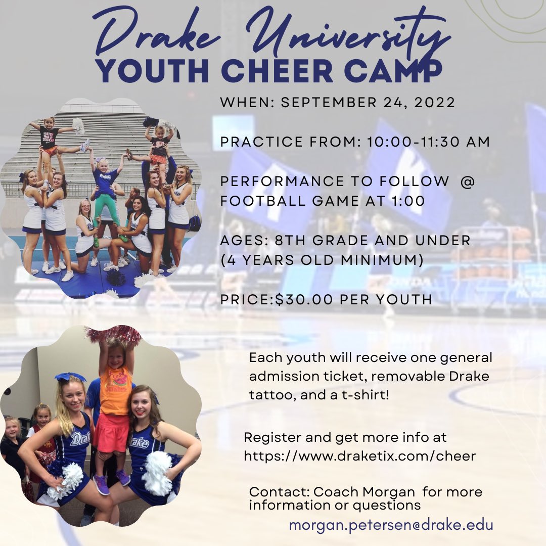 DrakeUCheer's tweet photo. Click the link to register your youth! https://t.co/fPJZlsXFcZ https://t.co/ybGw0kz8vC