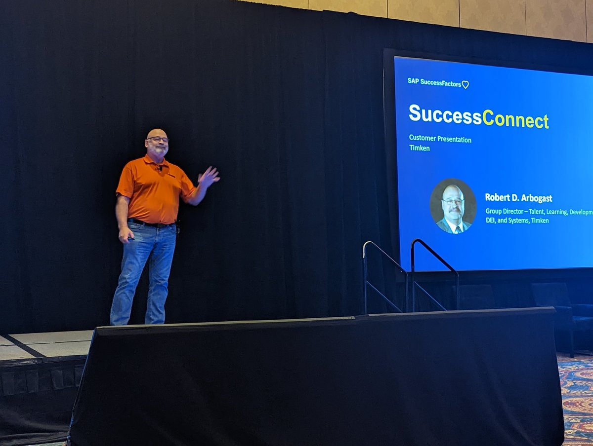 Next up: Rob Arbogast from Timken.  The very first Employee Central customer way back when. Happy long time customers are the best endorsement possible. #SuccessConnect.